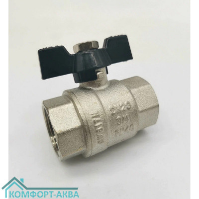 TIM DE1219X кран шаровой В×В 3/4 PN40 бабочка черный