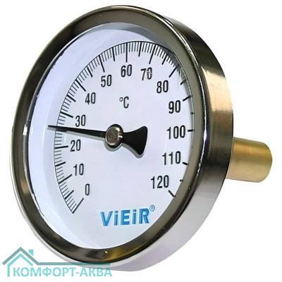 Vieir YL18 термометр с погружной гильзой осевое подключение, 120°С, 1/2"