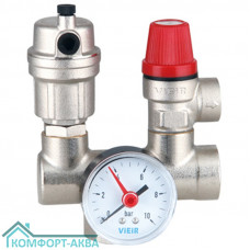 Vieir AQ1124 группа безопасности котла проходная, 1", 3 bar