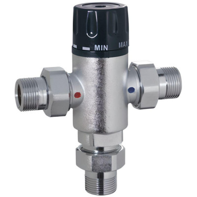 Vieir VR174 клапан смесительный термостатический с американками 3/4" 35-60℃