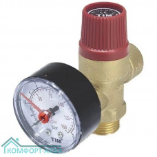 TIM BL4802-3 клапан предохранительный с манометром ВР 1/2", 3 bar