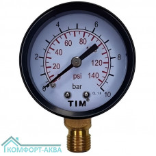 TIM Y-50-10 манометр пружинный радиальное нижнее подключение 10 бар, 1/4"