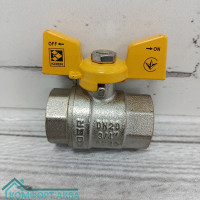 Alpha ALP.217.G-15 кран шаровой газ В×В 3/4 PN40 бабочка желтый