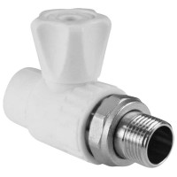 Valfex Standard кран радиаторный прямой 20×1/2 PPR/латунь ЛС-59-1, белый, 10149020