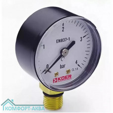 KOER KR0184 манометр пружинный радиальное нижнее подключение 6 бар, 1/4"