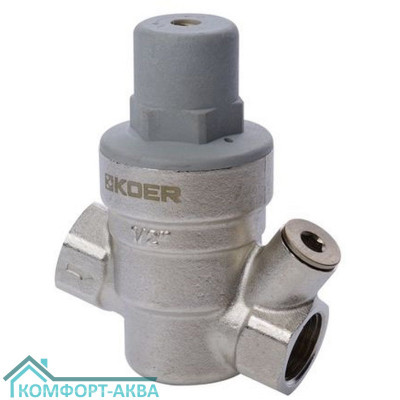 KOER 1253 KR5175 редуктор давления поршневой латунь никелированная ВР 1/2", 1-5,5 бар