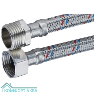 ZERIX гибкая подводка 40см В×Н 1/2×1/2 ПВХ, сталь нержавеющая