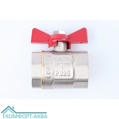 ТСМ WP0652 кран шаровой В×В 1 PN25 бабочка красный