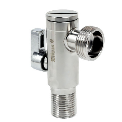 Stemix SUS 8013 кран для сантехприборов угловой Н×Н 1/2×3/4 PN рычаг хром