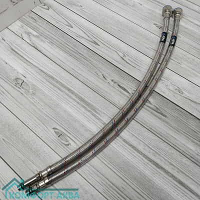 Alpha гибкая подводка EPDM, AISI 304, PVC слой 100 см В×М10 1/2×М10", 10 бар, 2 шт