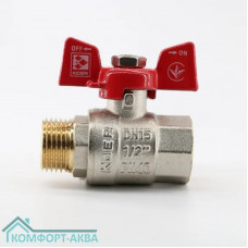 KOER KR0028 кран шаровой прямой усиленный В×Н 1 PN40 бабочка красный