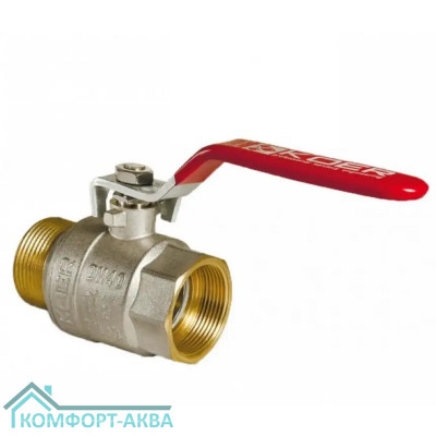 KOER KR0037 кран шаровой прямой усиленный В×Н 1/2 PN40 рычаг красный