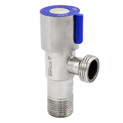 Stemix SUS 8003 кран для сантехприборов угловой Н×Н 1/2×1/2 PN рычаг синий