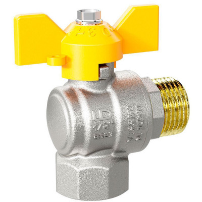 LD Pride LD 47.252.25 кран шаровой угловой В×Н 1 PN40 бабочка желтый
