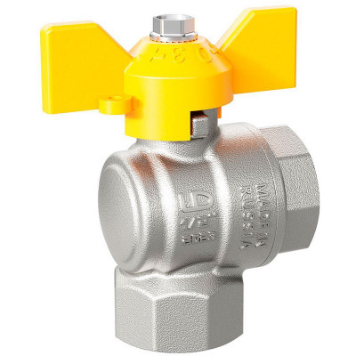 LD Pride LD 47.250.20 кран шаровой угловой В×В 3/4 PN40 бабочка желтый