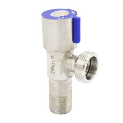 Stemix SUS 8005 кран для сантехприборов угловой Н×Н 1/2×3/4 PN рычаг синий