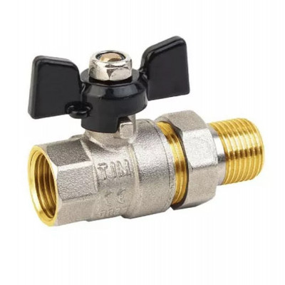 TIM DE1232X кран шаровой с американкой прямой В×Н 3/4 PN16 бабочка черный