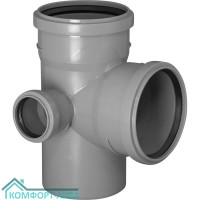 EUROPLAST крестовина двухплоскостная левая ⌀110/110/50 мм 87° серый