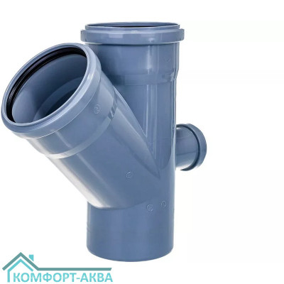 EUROPLAST крестовина двухплоскостная тыл ⌀110/110/50 мм 45° серый