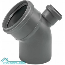EUROPLAST отвод фронтальный выход вверх ⌀110/50 мм 45° серый