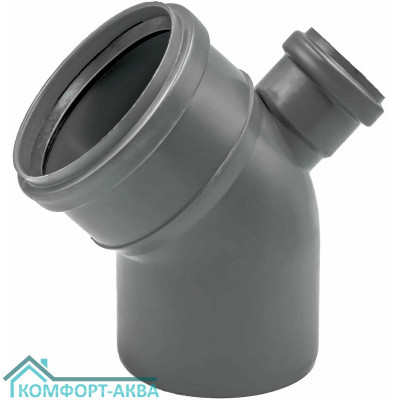EUROPLAST отвод фронтальный выход вверх ⌀110/50 мм 45° серый