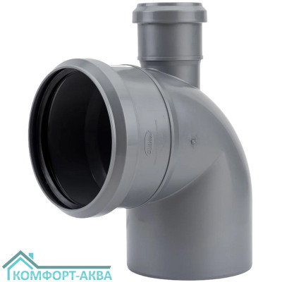 EUROPLAST отвод фронтальный выход вверх ⌀110/50 мм 87° серый