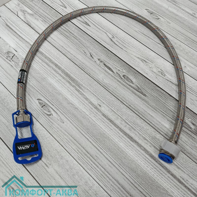 Alpha гибкая подводка EPDM, AISI 304, PVC слой 30 см, резьба В×В 1/2", 10 бар, 1 шт