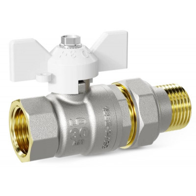LD Pride LD 47.306.20 W кран шаровой с американкой прямой В×Н 3/4 PN40 бабочка белый