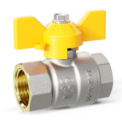 LD Pride LD 47.350.20 кран шаровой прямой В×В 3/4 PN40 бабочка желтый