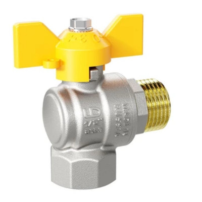LD Pride LD 47.252.20 кран шаровой угловой В×Н 3/4 PN40 бабочка желтый