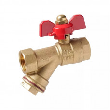 Vieir GL133 кран шаровой с фильтром прямой В×В 1/2 PN16 бабочка