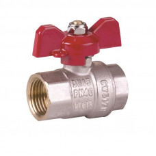 Vieir VR201-03 кран шаровой прямой В×В 1 PN40 бабочка красный